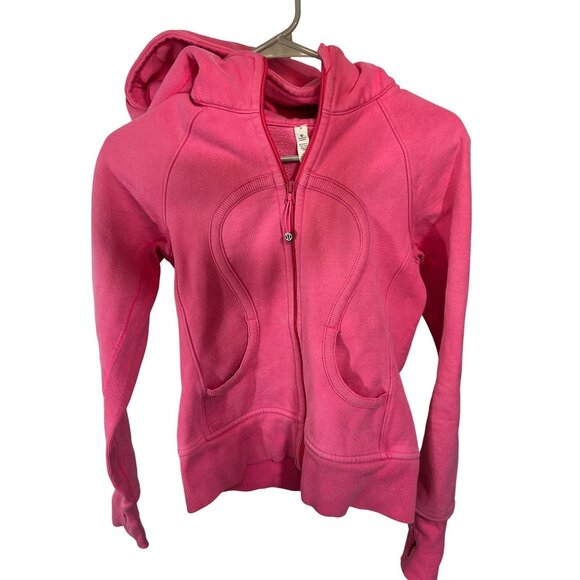 Lululemon Athletica Scuba Pink Zip-Up Hoodie Sweatshirt With Hood Logo Womens Si - Picture 1 of 8
